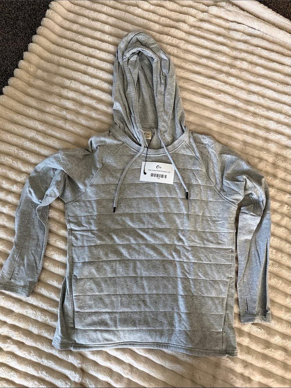 NWT ZYIA Gray Combo Pocket Sweatshirt Hoodie Medium #1138